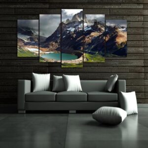 Patagonia Mountain Lake Argentina - Nature 5 Panel Canvas Art Wall Decor