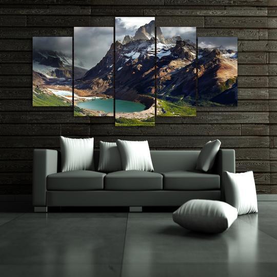 Patagonia Mountain Lake Argentina - Nature 5 Panel Canvas Art Wall Decor Patagonia Mountain Lake Argentina - Nature 5 Panel Canvas Art Wall Decor