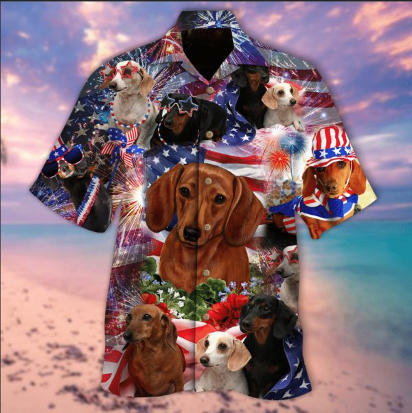 Patriotic Dachshund Hawaiian Shirt Patriotic Dachshund Hawaiian Shirt