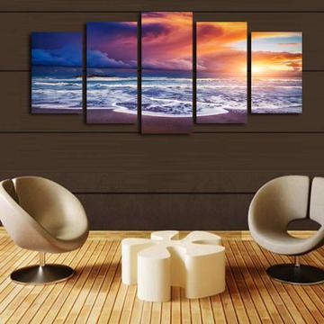 Peaceful Hawaii Beach - Nature 5 Panel Canvas Art Wall Decor Peaceful Hawaii Beach - Nature 5 Panel Canvas Art Wall Decor