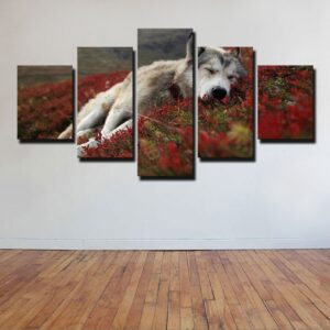 Peaceful Pup - Animal 5 Panel Canvas Art Wall Decor