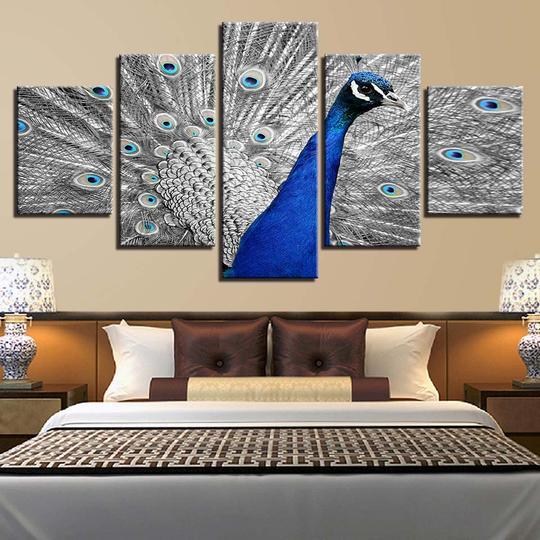 Peacock 02 - Animal 5 Panel Canvas Art Wall Decor Peacock 02 - Animal 5 Panel Canvas Art Wall Decor
