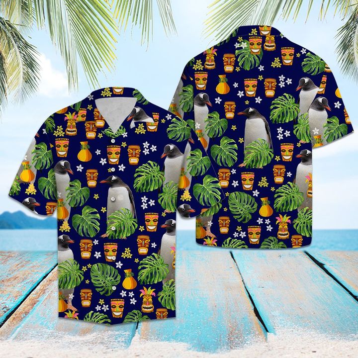 Penguin Native Tropical Hawaiian Shirt Summer Button Up Penguin Native Tropical Hawaiian Shirt Summer Button Up