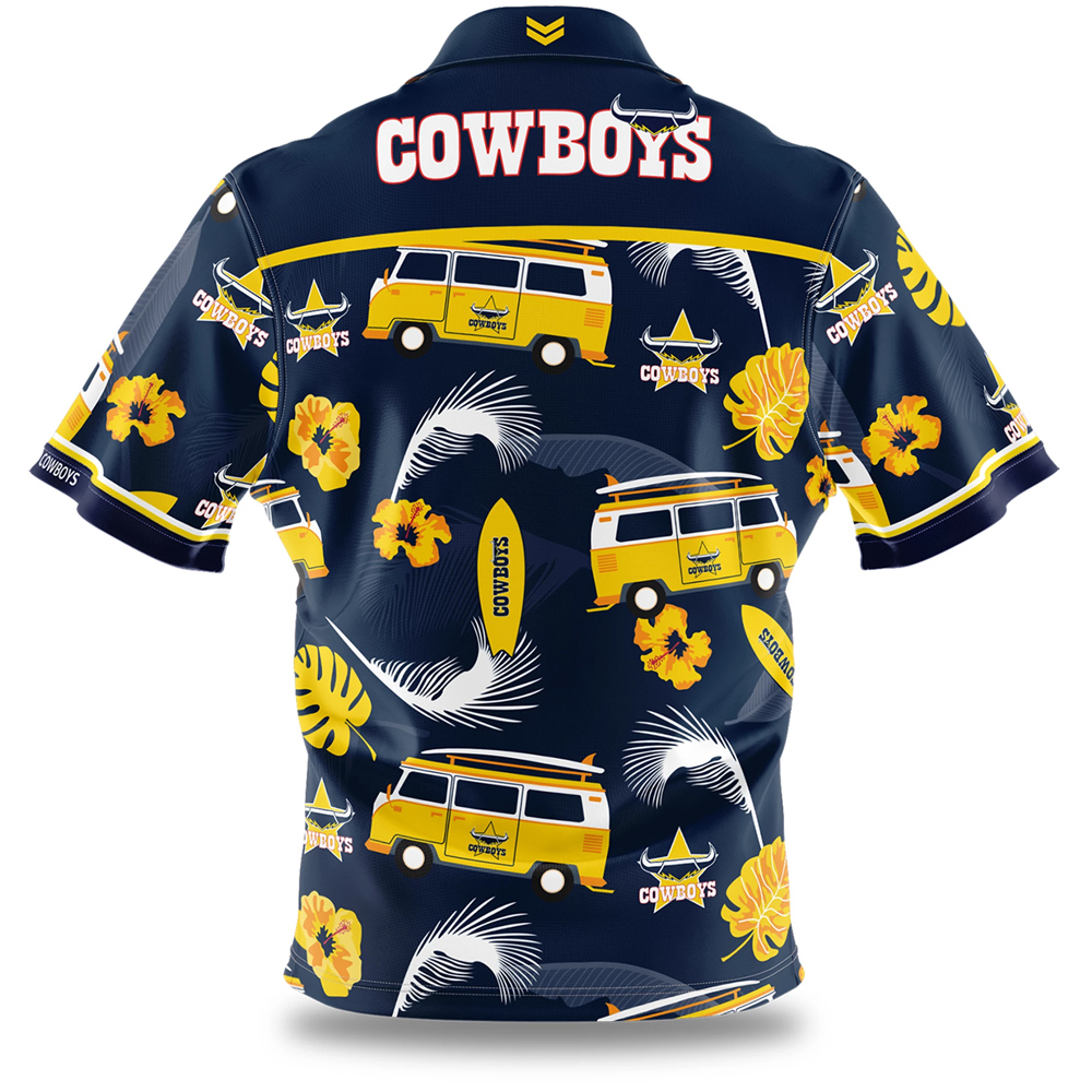 Personalized North Queensland Cowboys Tropical Bus Hawaiian Shirt Personalized North Queensland Cowboys Tropical Bus Hawaiian Shirt
