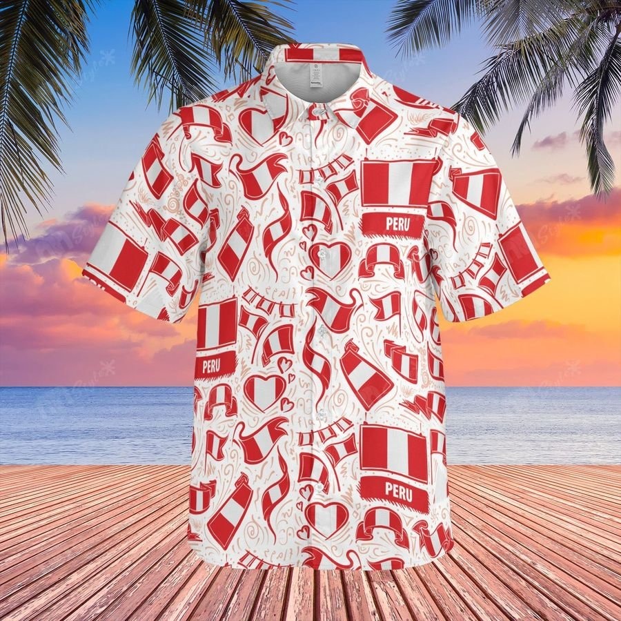 Peru Flag Pattern Hawaii Shirt Peru Flag Pattern Hawaii Shirt