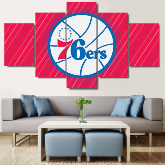 Philadelphia 76Ers 1 - Sport 5 Panel Canvas Art Wall Decor Philadelphia 76Ers 1 - Sport 5 Panel Canvas Art Wall Decor