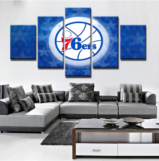 Philadelphia 76Ers - Sport 5 Panel Canvas Art Wall Decor Philadelphia 76Ers - Sport 5 Panel Canvas Art Wall Decor