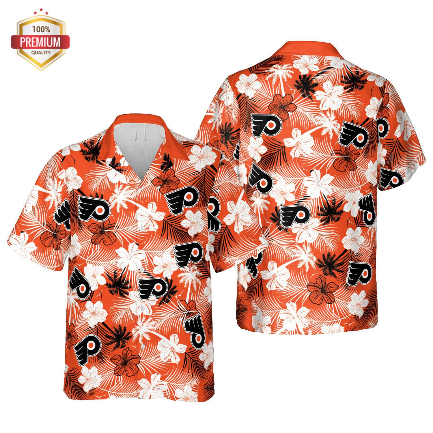 Philadelphia Flyers Hawaii Floral Beach Hawaiian Shirt Philadelphia Flyers Hawaii Floral Beach Hawaiian Shirt