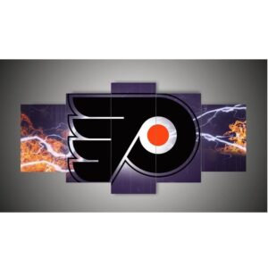 Philadelphia Flyers Nhl Team Thunderbolt - Sport 5 Panel Canvas Art Wall Decor