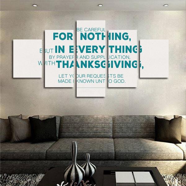 Philippians 4:8 ‘Be Careful For Nothing; But In Everything By Prayer’ Bible Verse - Religion 5 Panel Canvas Art Wall Decor Philippians 4:8 ‘Be Careful For Nothing; But In Everything By Prayer’ Bible Verse - Religion 5 Panel Canvas Art Wall Decor