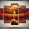 Phoenix Fire Magic 5 - Abstract 5 Panel Canvas Art Wall Decor