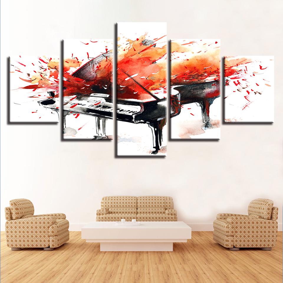 Piano Graffiti Abstract - Music 5 Panel Canvas Art Wall Decor Piano Graffiti Abstract - Music 5 Panel Canvas Art Wall Decor