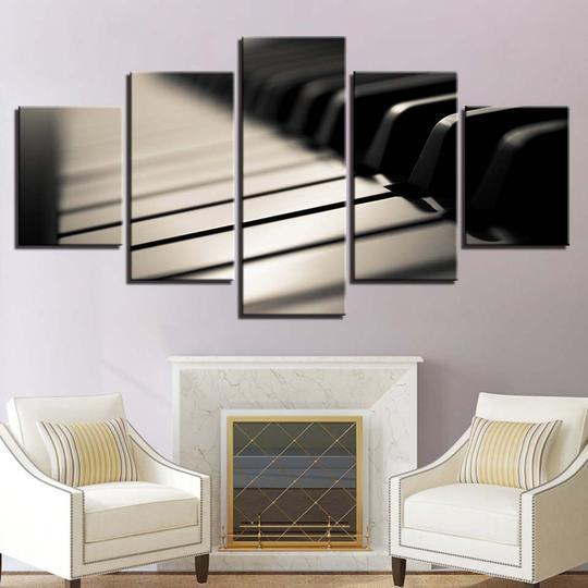 Piano Keyboard - Music 5 Panel Canvas Art Wall Decor Piano Keyboard - Music 5 Panel Canvas Art Wall Decor