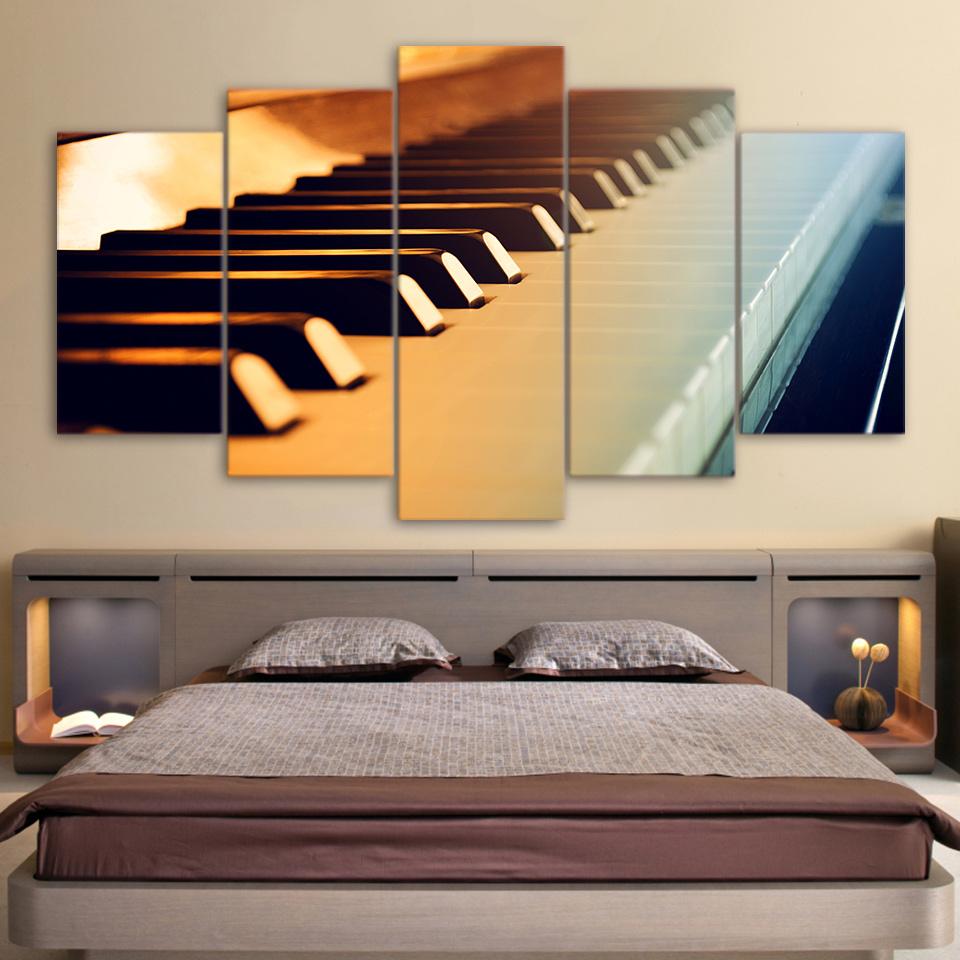 Piano Keys Vintage Music Instrument - Music 5 Panel Canvas Art Wall Decor Piano Keys Vintage Music Instrument - Music 5 Panel Canvas Art Wall Decor