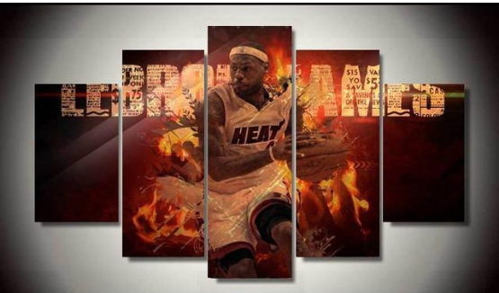 Piece Lebron James “I Got The Heat” - Sport 5 Panel Canvas Art Wall Decor Piece Lebron James “I Got The Heat” - Sport 5 Panel Canvas Art Wall Decor