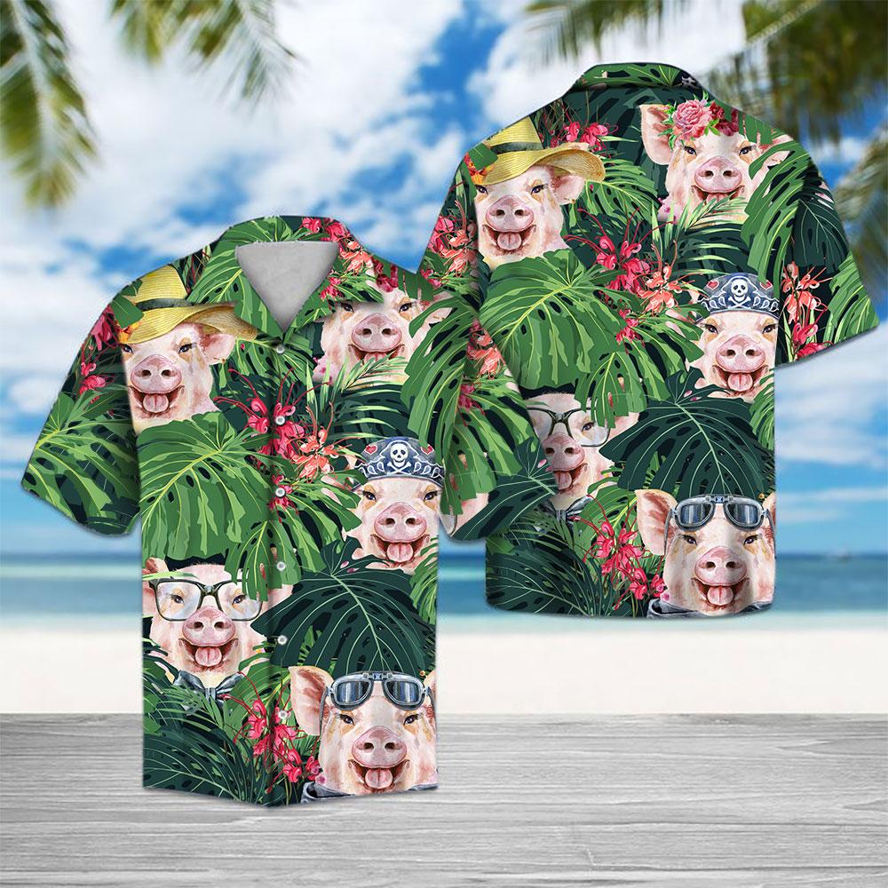 Pig Hawaiian Shirt Summer Button Up Pig Hawaiian Shirt Summer Button Up