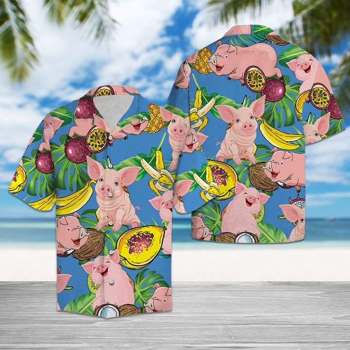 Pig Love Fruit Hawaiian Shirt Summer Button Up Pig Love Fruit Hawaiian Shirt Summer Button Up