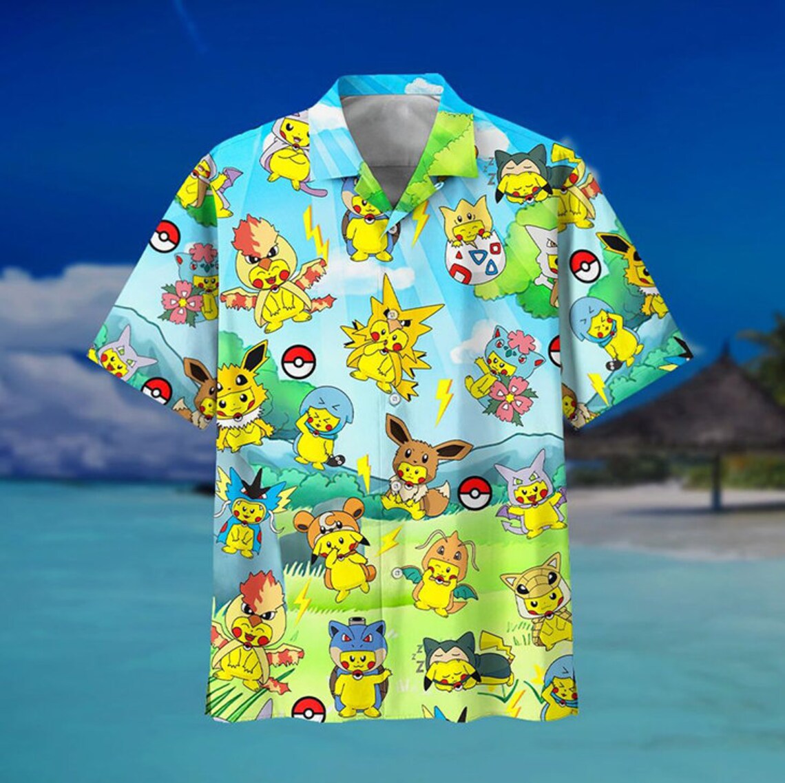 Pikachu Pokemon Fashion Cute Hawaiian Shirt Pikachu Pokemon Fashion Cute Hawaiian Shirt