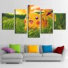 Pikachu Pokemon - Cartoon 5 Panel Canvas Art Wall Decor