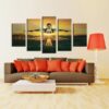 Pilot Taking Off On Runway - Airplane 5 Panel Canvas Art Wall Decor