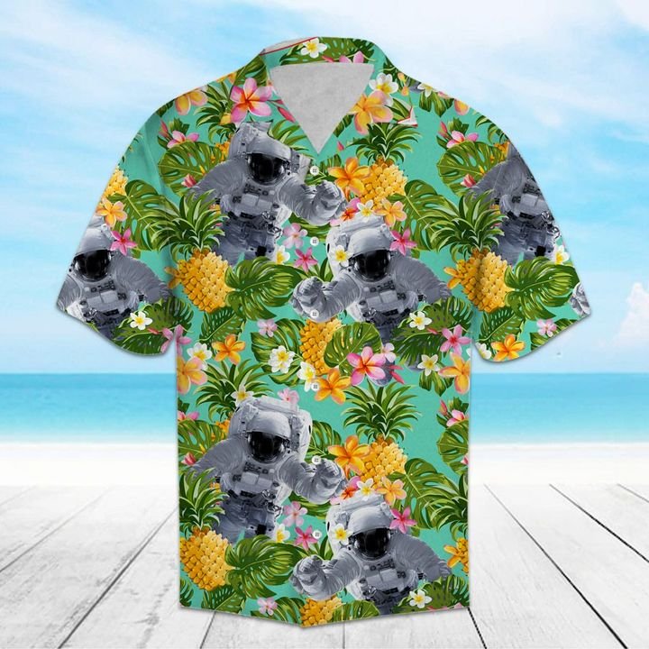 Pineapple Astronaut Hawaiian Shirt Summer Button Up Pineapple Astronaut Hawaiian Shirt Summer Button Up
