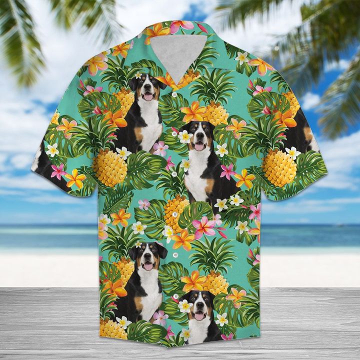 Pineapple Entlebucher Mountain Dog Hawaiian Shirt Summer Button Up Pineapple Entlebucher Mountain Dog Hawaiian Shirt Summer Button Up