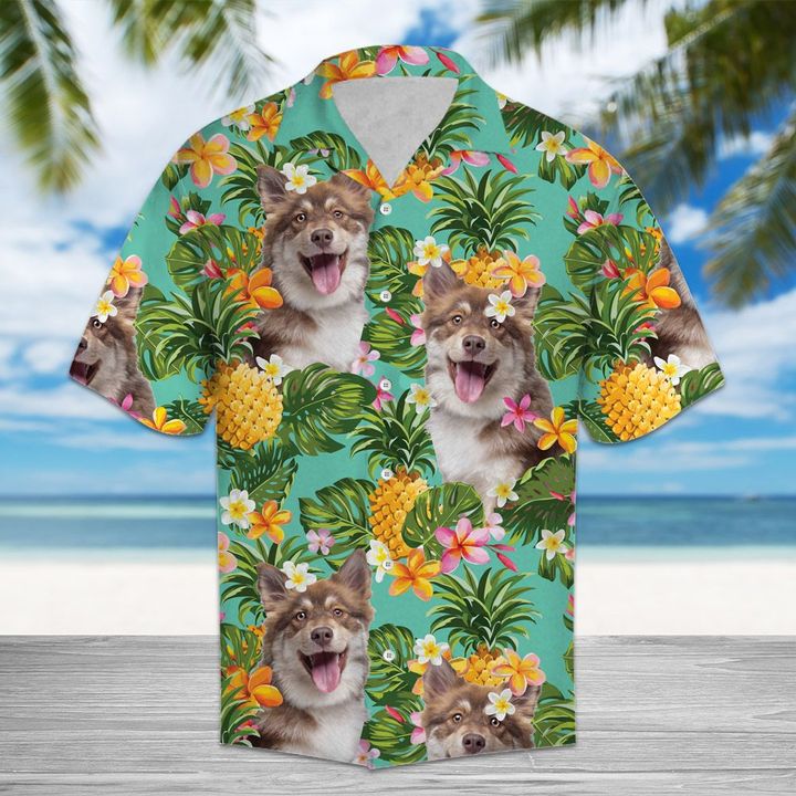 Pineapple Finnish Lapphund Hawaiian Shirt Summer Button Up Pineapple Finnish Lapphund Hawaiian Shirt Summer Button Up