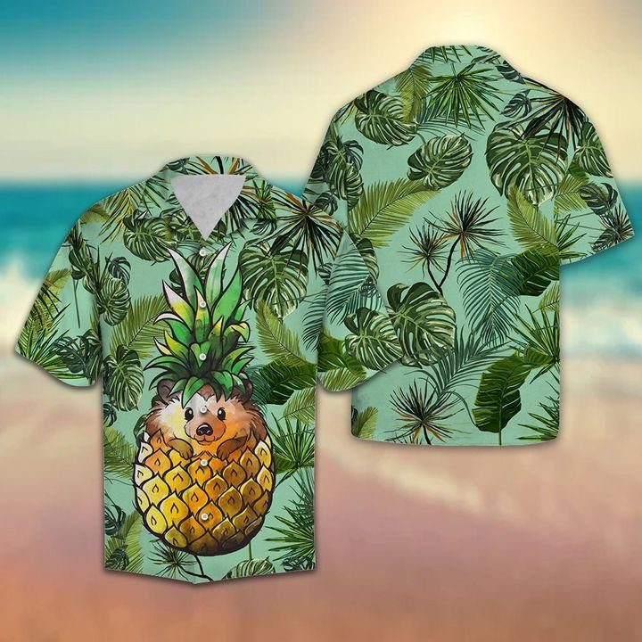 Pineapple Hedgehog Hawaiian Shirt Summer Button Up Pineapple Hedgehog Hawaiian Shirt Summer Button Up