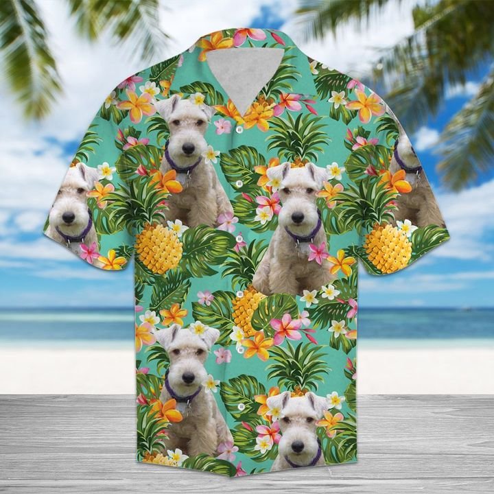 Pineapple Lakeland Terrier Hawaiian Shirt Summer Button Up Pineapple Lakeland Terrier Hawaiian Shirt Summer Button Up