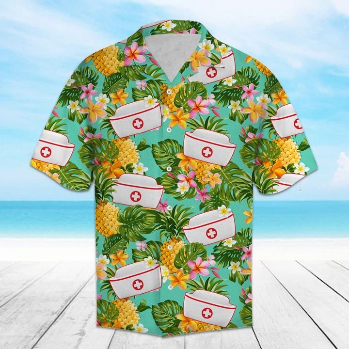 Pineapple Nurse Hawaiian Shirt Summer Button Up Pineapple Nurse Hawaiian Shirt Summer Button Up