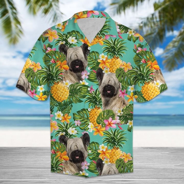 Pineapple Skye Terrier Hawaiian Shirt Summer Button Up Pineapple Skye Terrier Hawaiian Shirt Summer Button Up