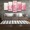Pink Carnations - Nature 5 Panel Canvas Art Wall Decor