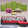 Pink Rose Flower 02 - Nature 5 Panel Canvas Art Wall Decor