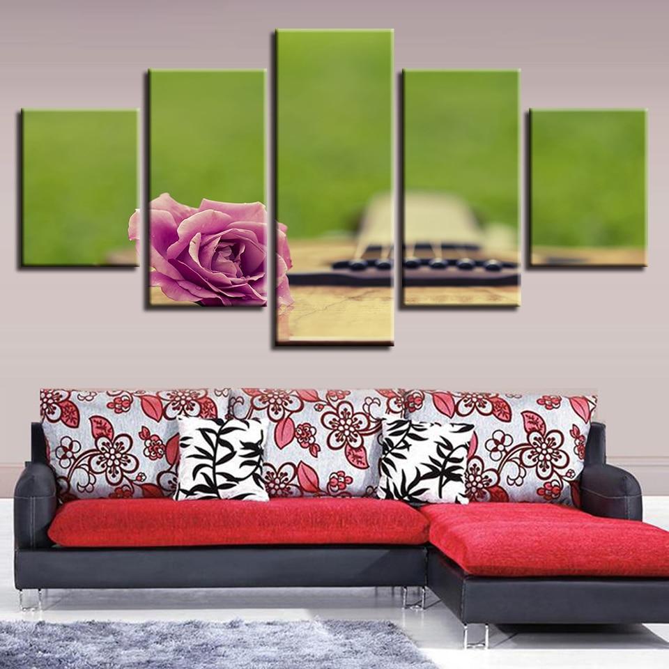 Pink Rose Flower 02 - Nature 5 Panel Canvas Art Wall Decor Pink Rose Flower 02 - Nature 5 Panel Canvas Art Wall Decor