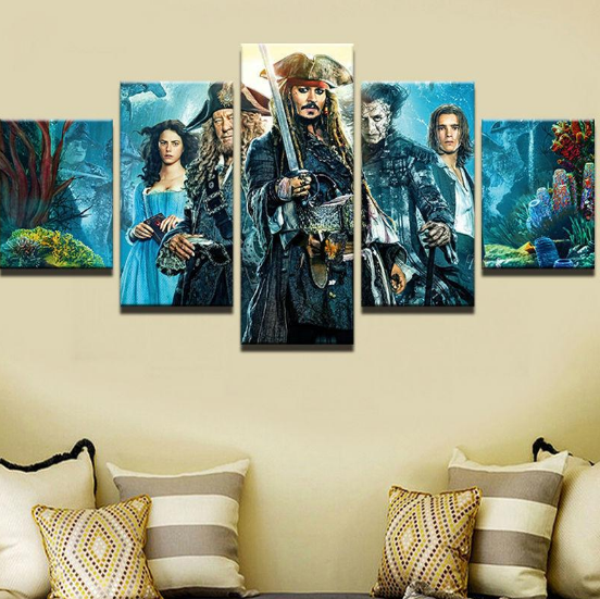 Pirates Of The Caribbean 6 - Movie 5 Panel Canvas Art Wall Decor Pirates Of The Caribbean 6 - Movie 5 Panel Canvas Art Wall Decor