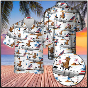 Pit Bull Terrier On Boeing 767323Er Hawaiian Shirt
