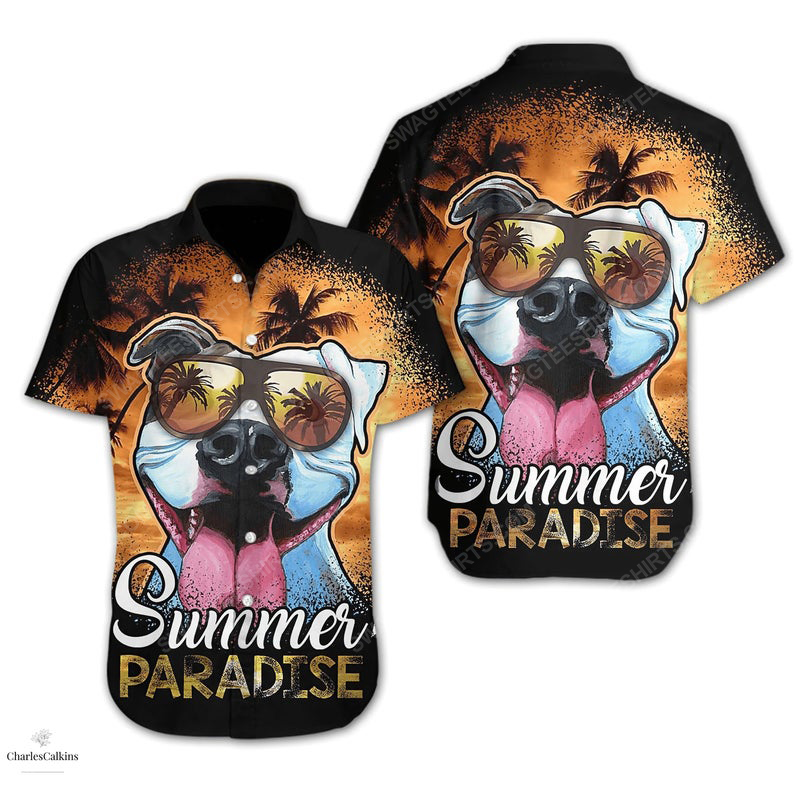Pitbull Dog Summer Paradise Dog Lover Hawaiian Shirt Pitbull Dog Summer Paradise Dog Lover Hawaiian Shirt