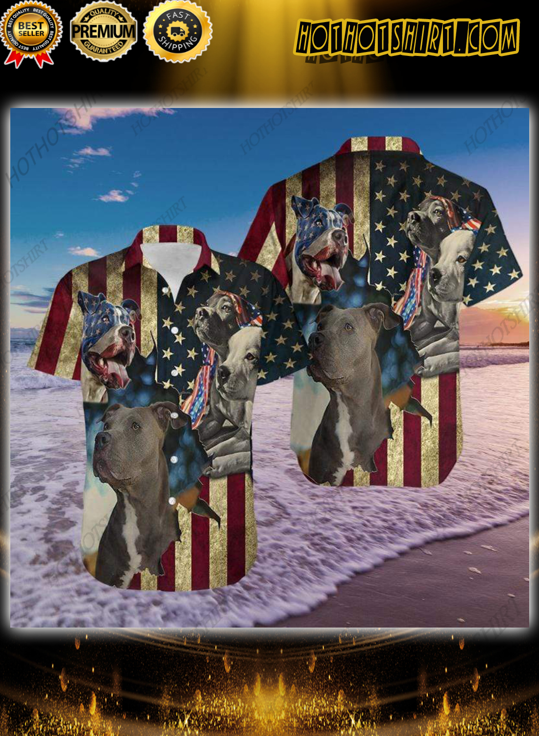 Pitbull Protect American Hawaiian Shirt Pitbull Protect American Hawaiian Shirt