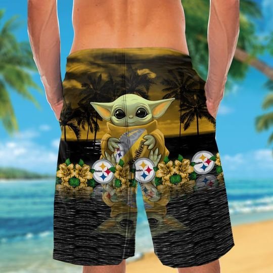 Pittsburgh Steelers And Baby Yoda Hawaiian Shirt Short Pittsburgh Steelers And Baby Yoda Hawaiian Shirt Short