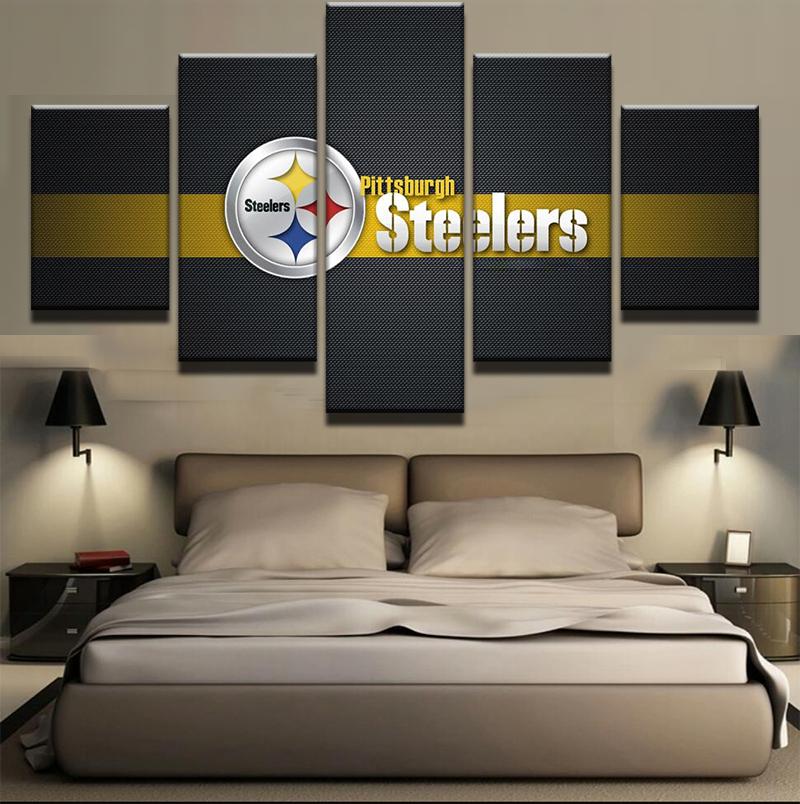 Pittsburgh Steelers Logo Rugby - Sport 5 Panel Canvas Art Wall Decor Pittsburgh Steelers Logo Rugby - Sport 5 Panel Canvas Art Wall Decor