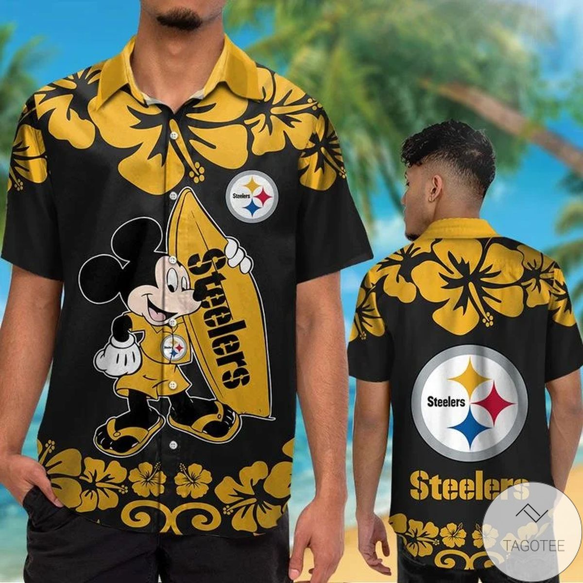 Pittsburgh Steelers & Mickey Mouse Hawaiian Shirt Pittsburgh Steelers & Mickey Mouse Hawaiian Shirt