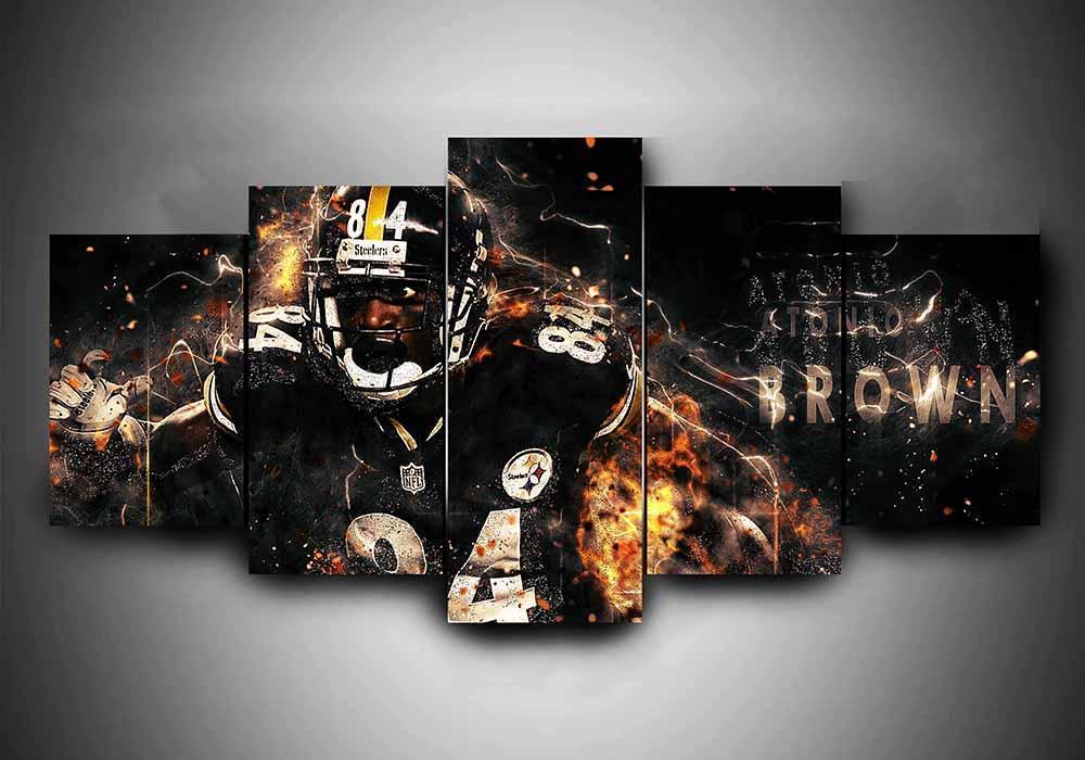 Pittsburgh Steelers - Atonio Brown 1 - Sport 5 Panel Canvas Art Wall Decor Pittsburgh Steelers - Atonio Brown 1 - Sport 5 Panel Canvas Art Wall Decor