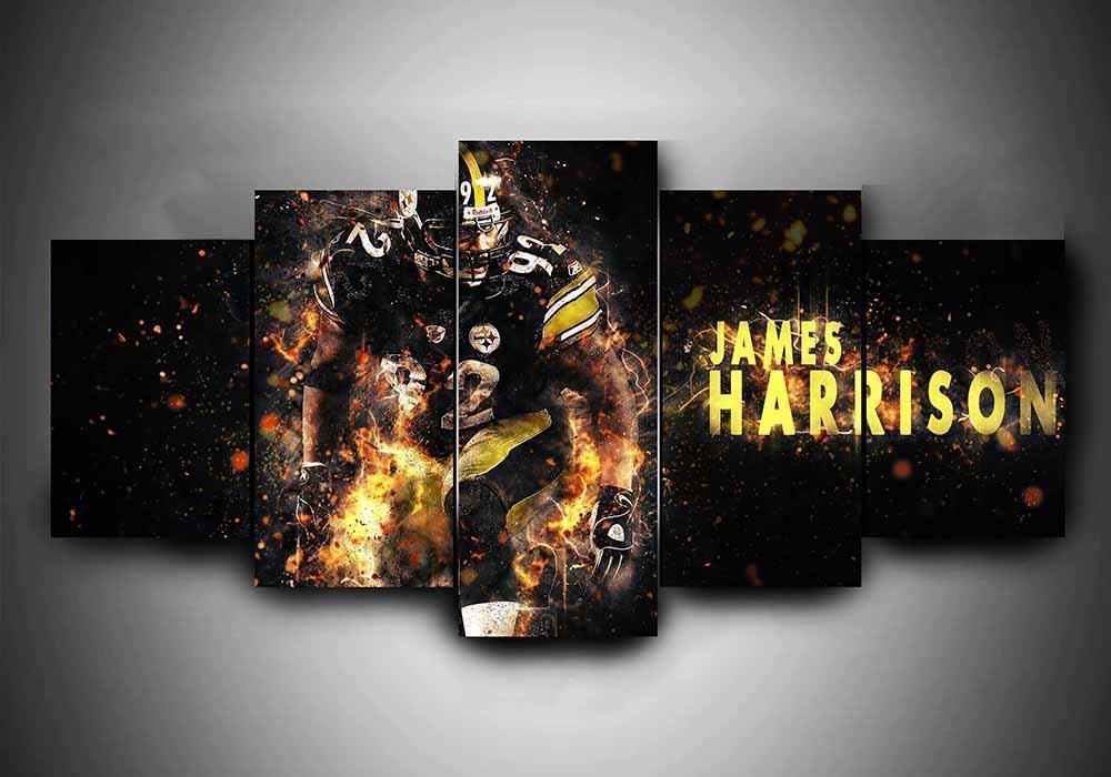 Pittsburgh Steelers - James Harrison - Sport 5 Panel Canvas Art Wall Decor Pittsburgh Steelers - James Harrison - Sport 5 Panel Canvas Art Wall Decor