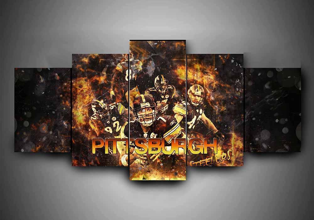 Pittsburgh Steelers - Sport 5 Panel Canvas Art Wall Decor Pittsburgh Steelers - Sport 5 Panel Canvas Art Wall Decor