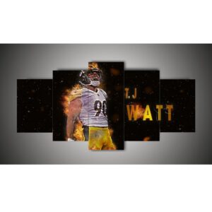 Pittsburgh Steelers - T.J. Watt - Sport 5 Panel Canvas Art Wall Decor