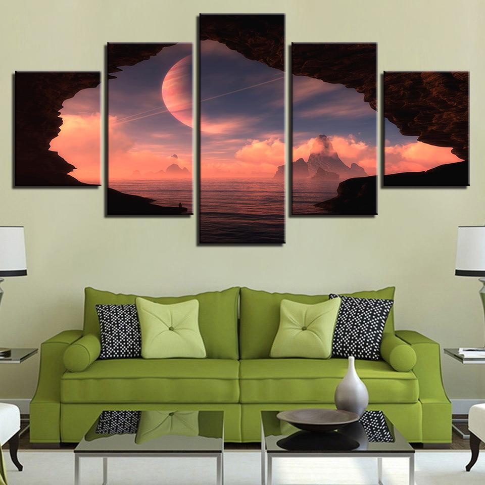 Planet And Sunshine - Nature 5 Panel Canvas Art Wall Decor Planet And Sunshine - Nature 5 Panel Canvas Art Wall Decor
