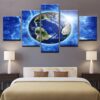 Planet Earth From Space - Space 5 Panel Canvas Art Wall Decor