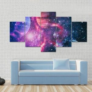 Planet Illustration - Space 5 Panel Canvas Art Wall Decor