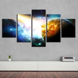 Planet Landscape - Space 5 Panel Canvas Art Wall Decor