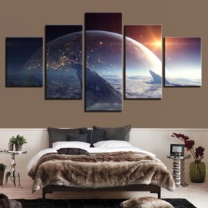 Planet Sunshine - Space 5 Panel Canvas Art Wall Decor
